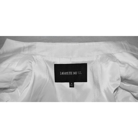 NEW LAFAYETTE 148 White Cotton Single Button Stand Collar Jacket Blazer Size 0 - Picture 5 of 6